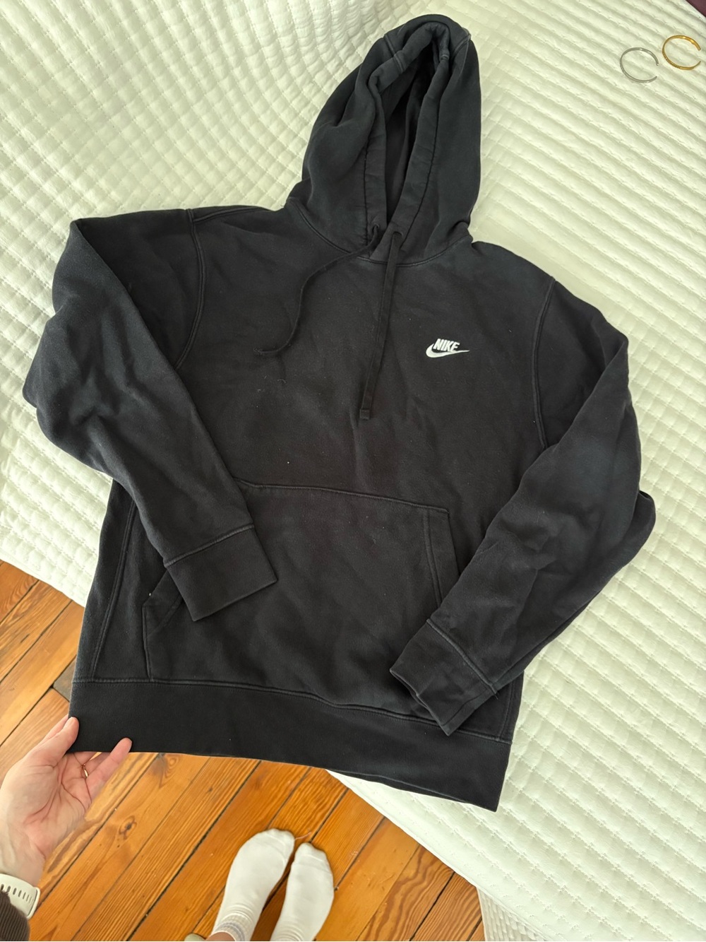 Nike Black Pullover Hoodie with Small White Swoosh